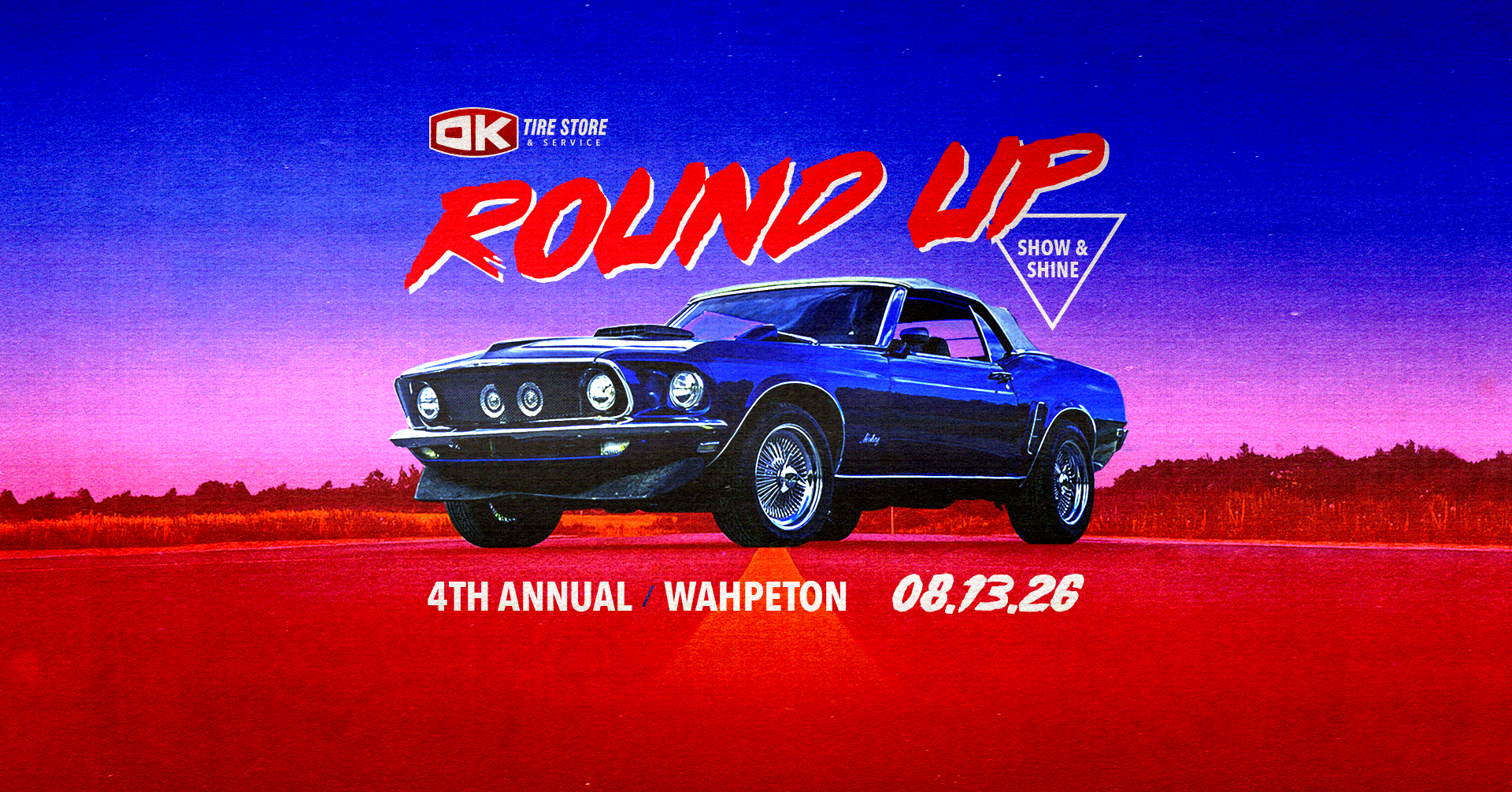 Classic Mustang on the 2026 Wahpeton OK Tire Round Up poster